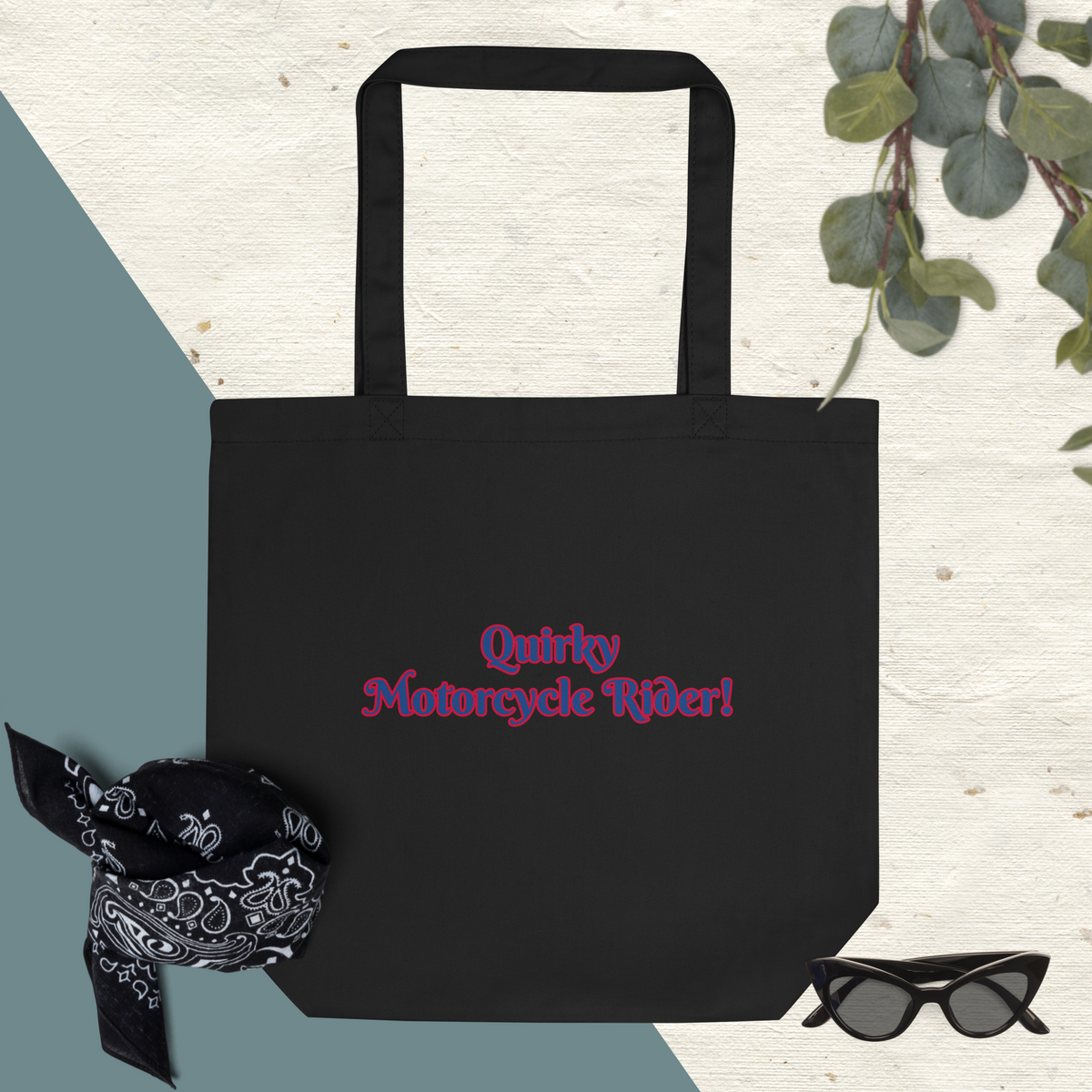 Quirky Motorcycle Rider! Eco Tote Bag