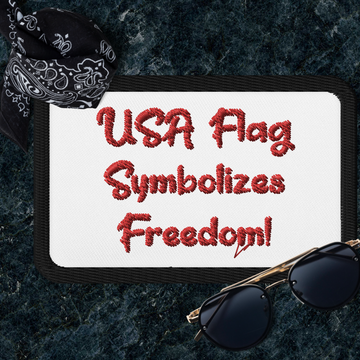 USA Flag Symbolizes Freedom! Embroidered Patch-Red