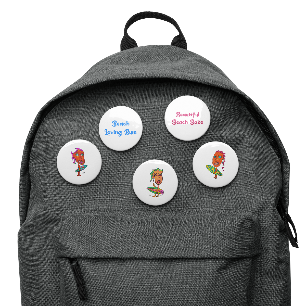 Surfing Beach Lifestyle Set of 5 Pinback Buttons