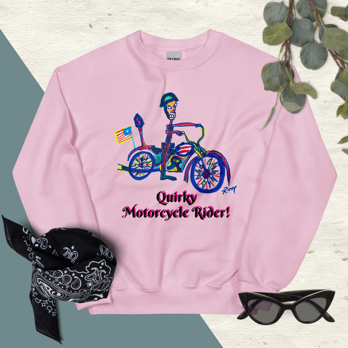Quirky Motorcycle Rider! Unisex Sweatshirt