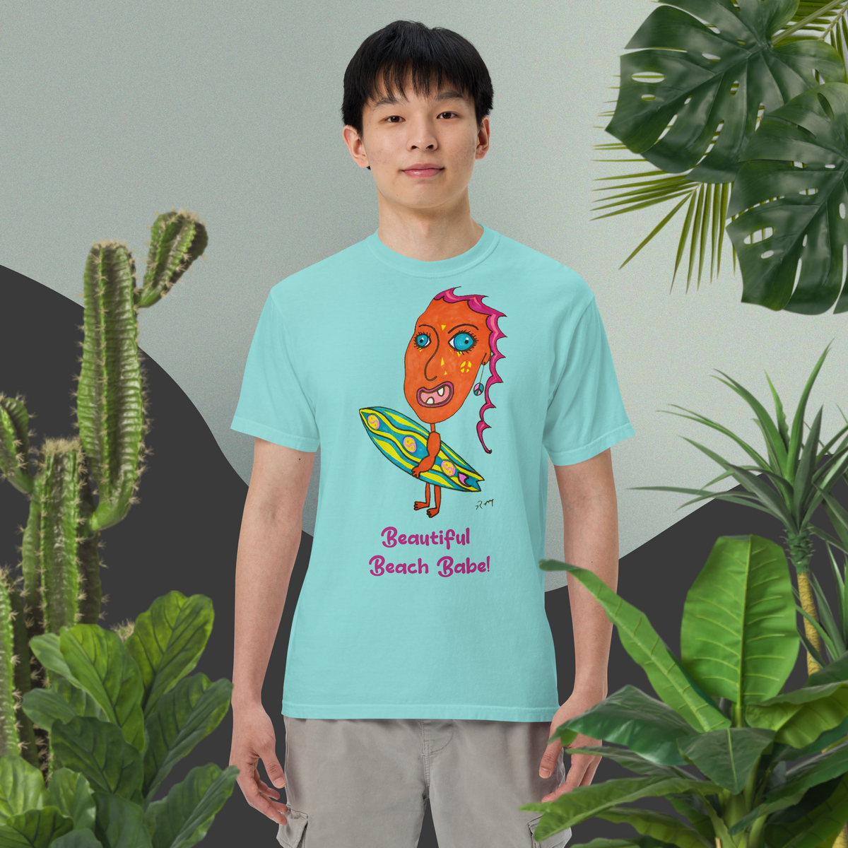 Beautiful Beach Babe! Unisex Heavyweight T Shirt-Light Colors