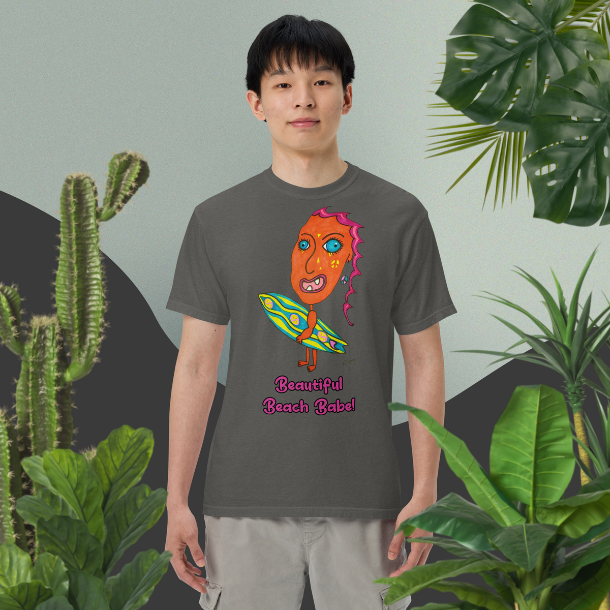 Beautiful Beach Babe! Unisex Heavyweight T-Shirt-Dark Colors