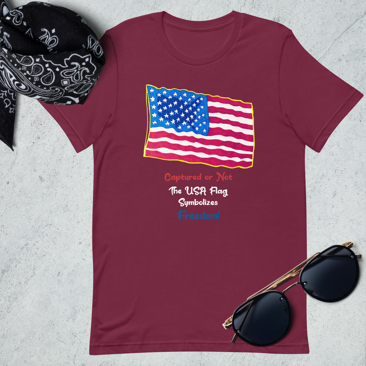 USA Flag Symbolizes Freedom! Unisex T-Shirt Dark Colors