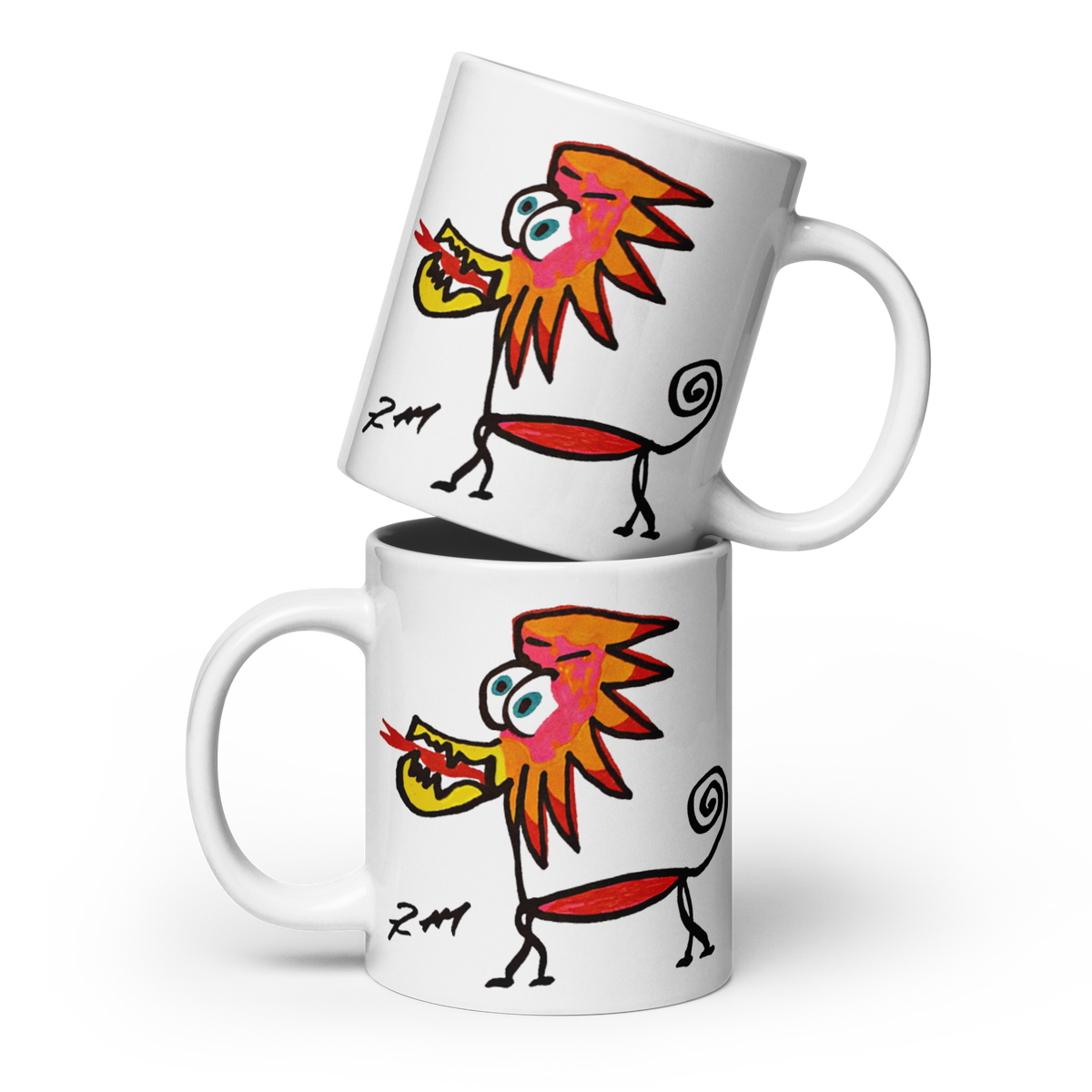 Feather Head Dog! White Glossy Mug