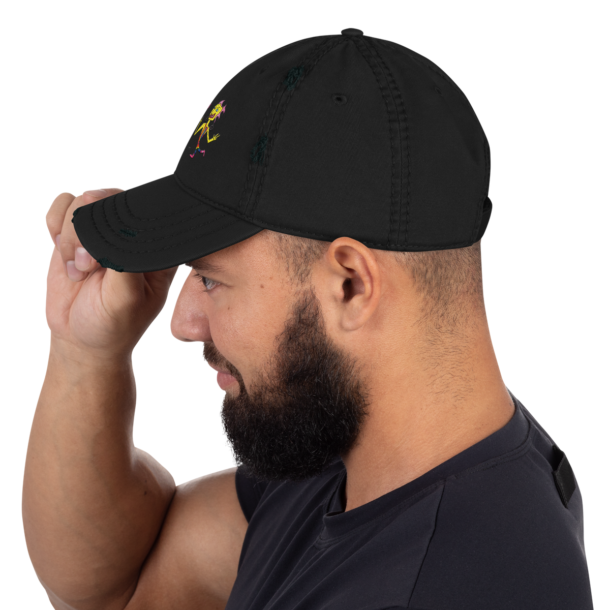 Rainbow Crazy Dance! Distressed Dad Hat