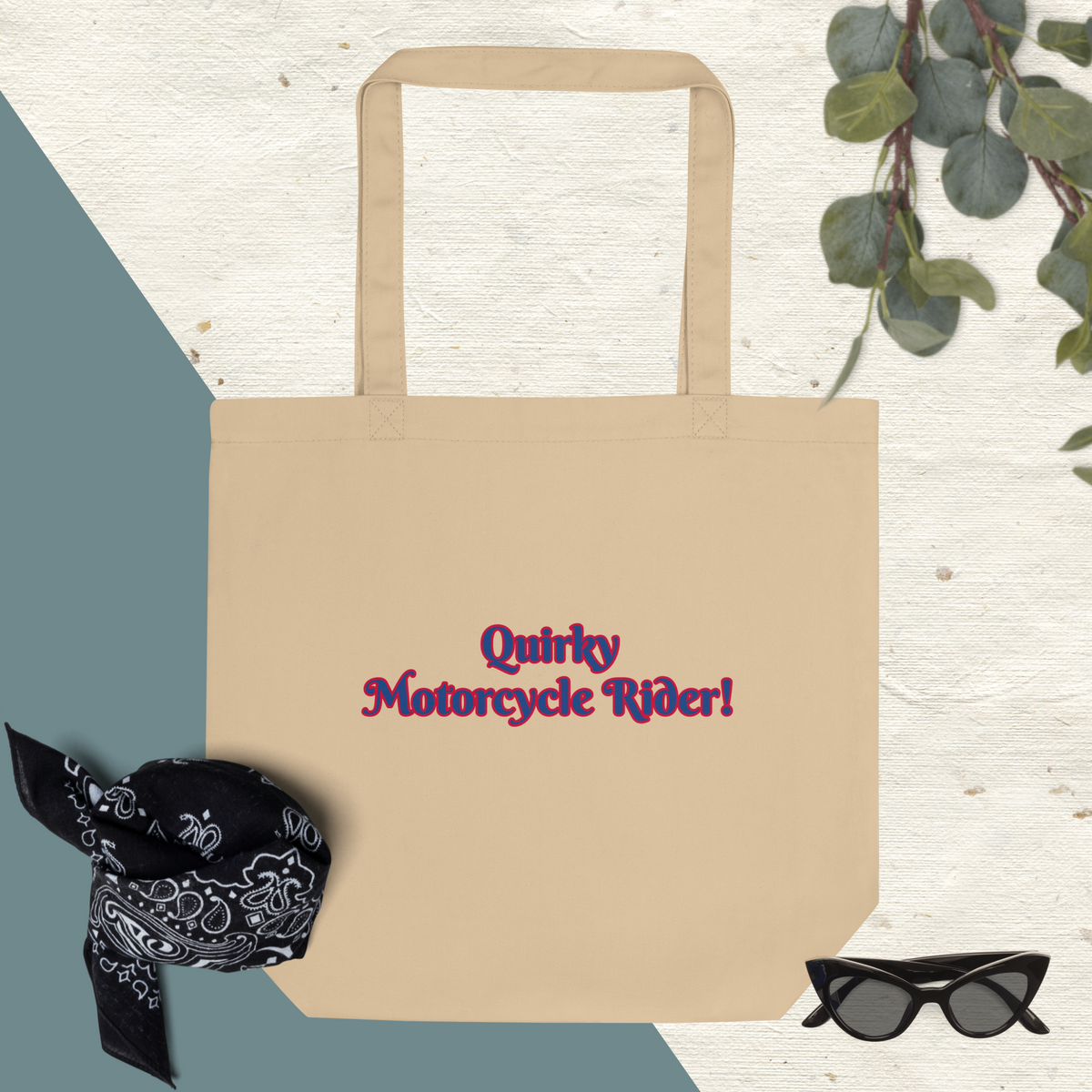 Quirky Motorcycle Rider! Eco Tote Bag