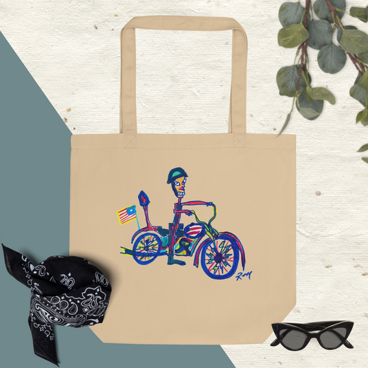Quirky Motorcycle Rider! Eco Tote Bag