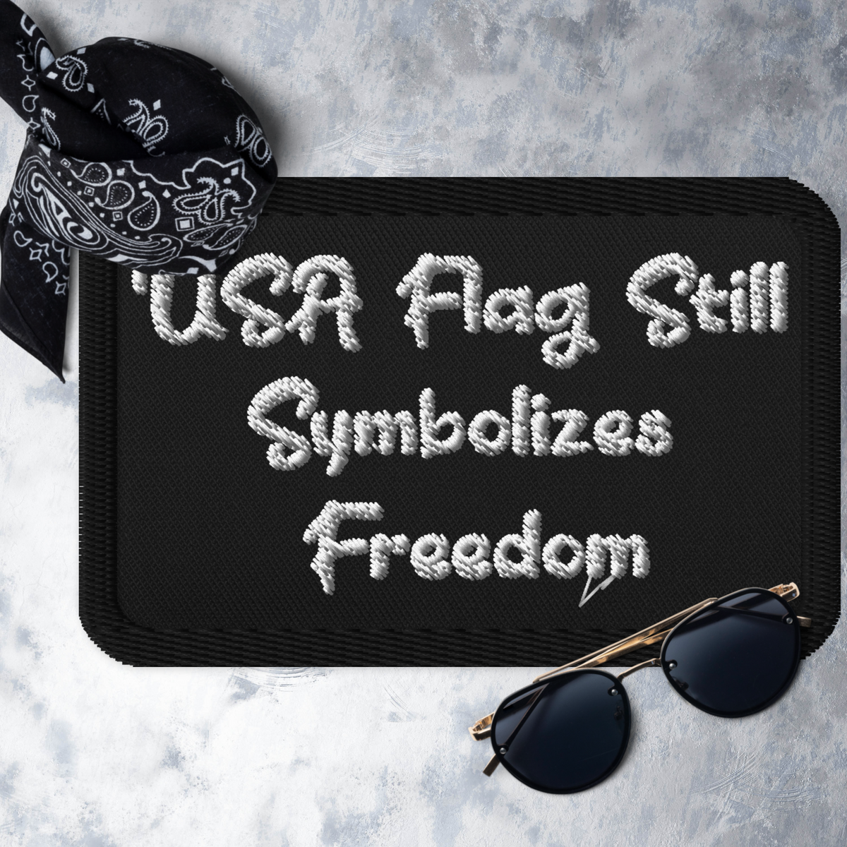 USA Flag Symbolizes Freedom! Embroidered Patch-White