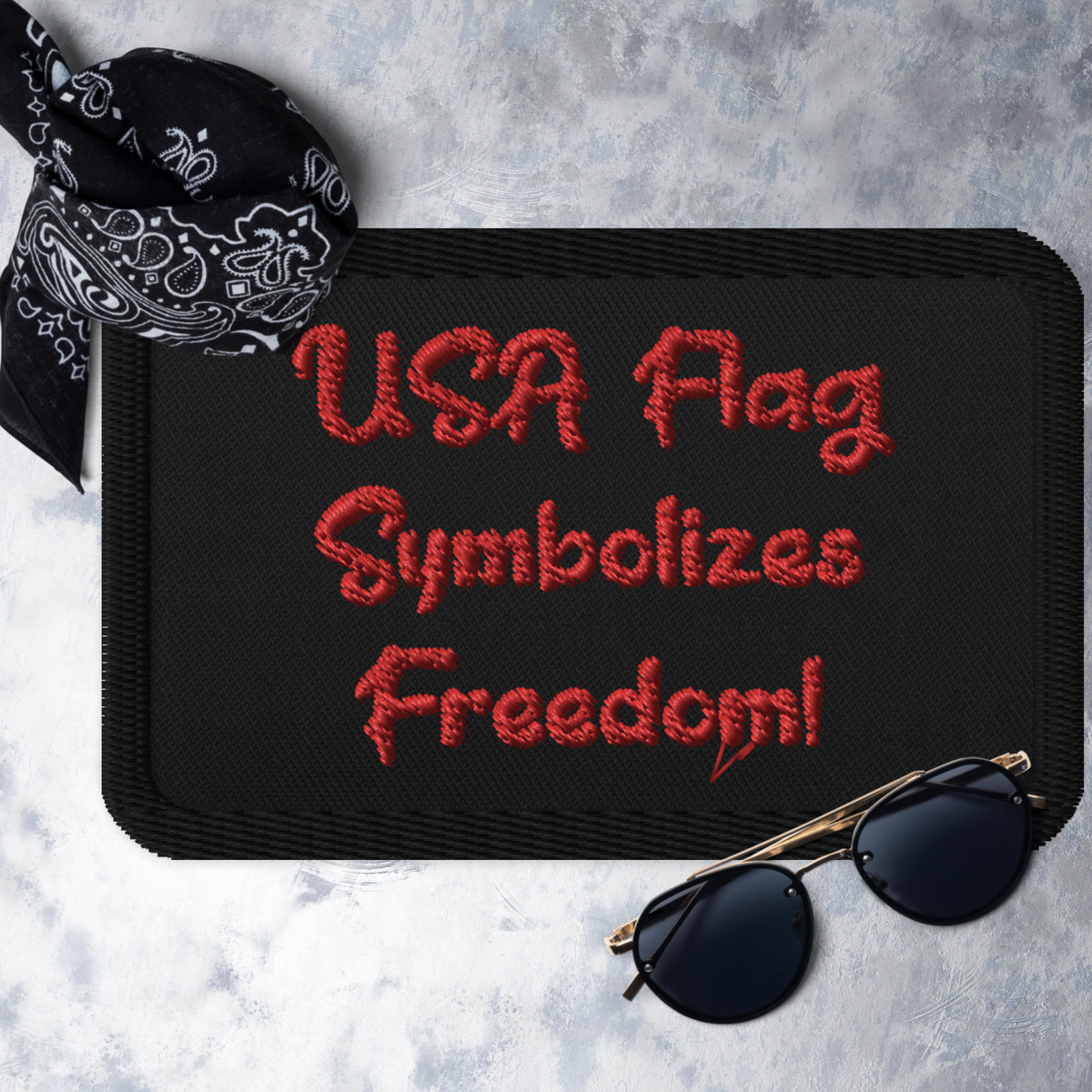 USA Flag Symbolizes Freedom! Embroidered Patch-Red