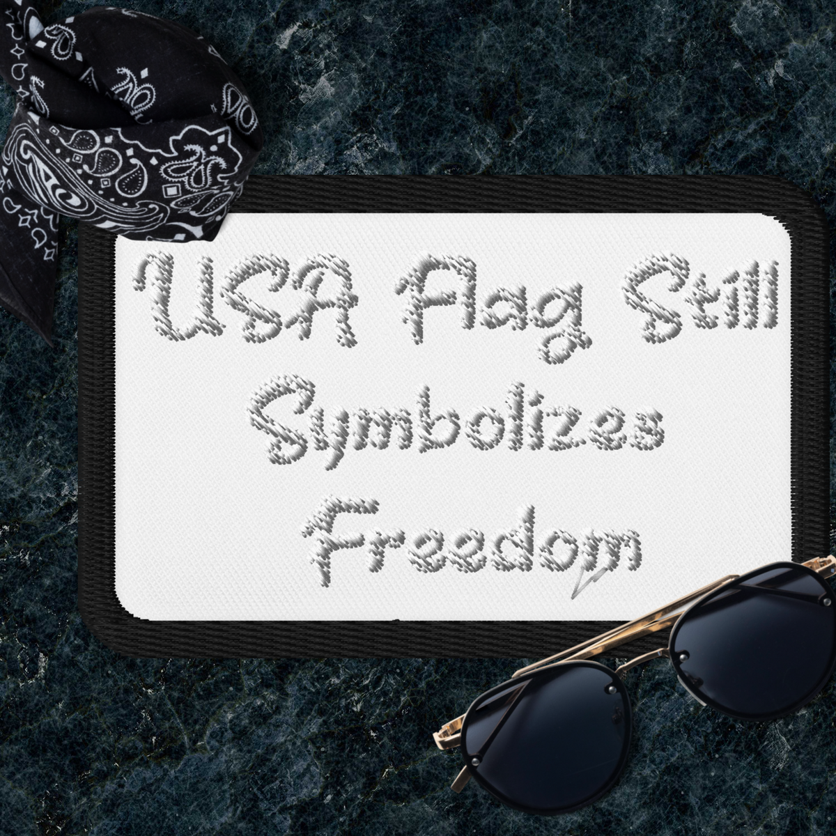 USA Flag Symbolizes Freedom! Embroidered Patch-White
