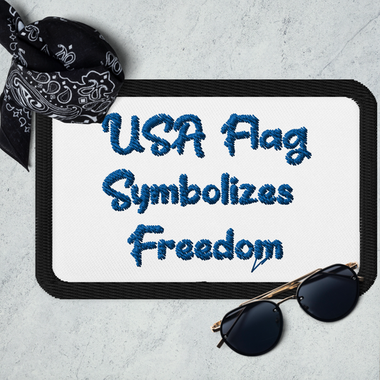 USA Flag Symbolizes Freedom Embroidered Patch-Blue