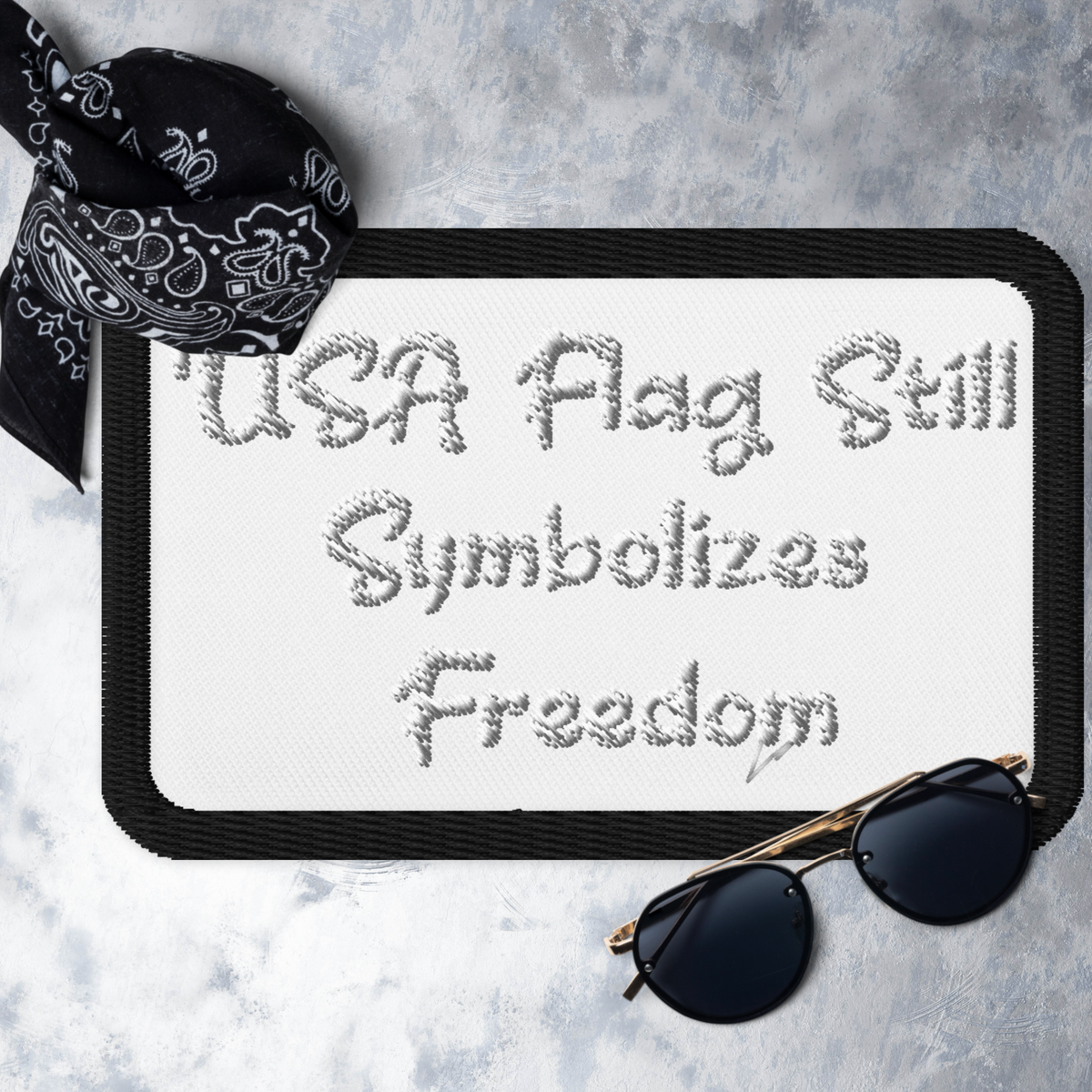 USA Flag Symbolizes Freedom! Embroidered Patch-White