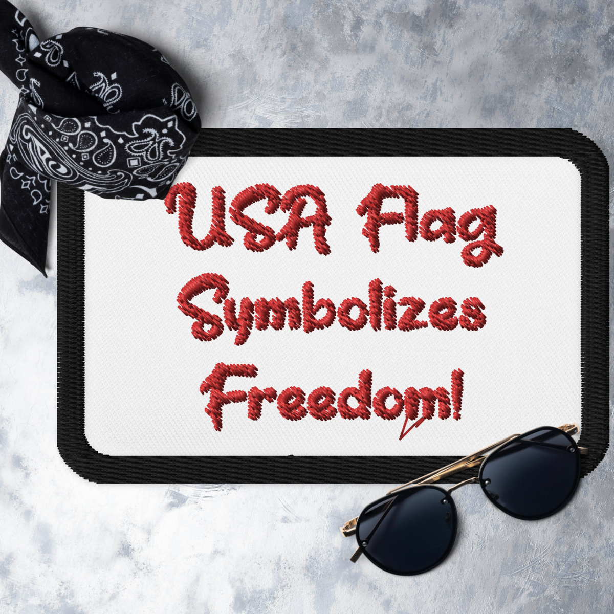 USA Flag Symbolizes Freedom! Embroidered Patch-Red