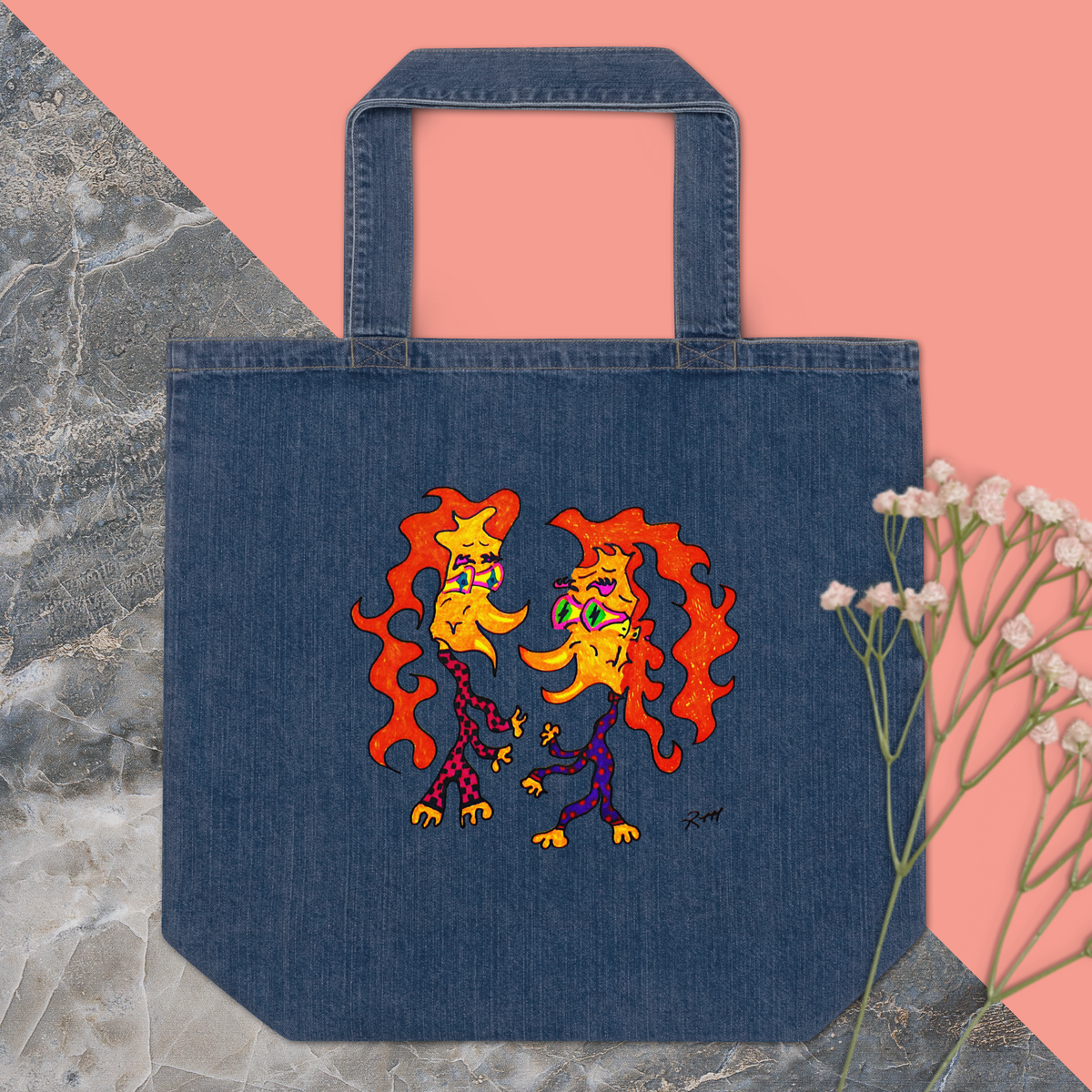 Dance Party Girls! Organic Denim Tote Bag