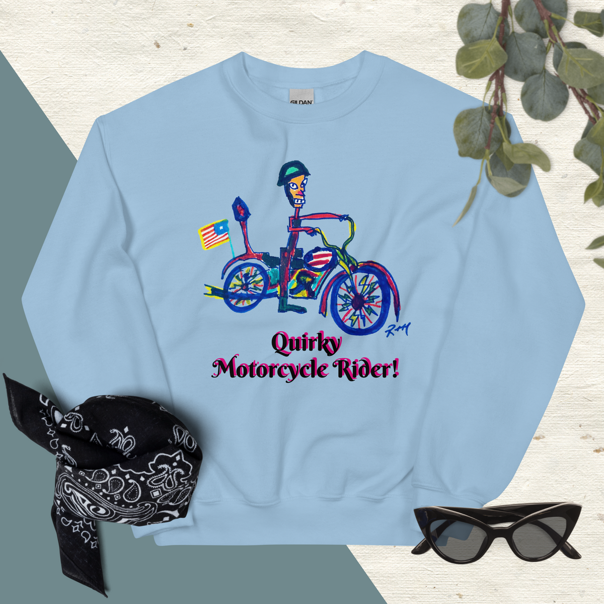 Quirky Motorcycle Rider! Unisex Sweatshirt