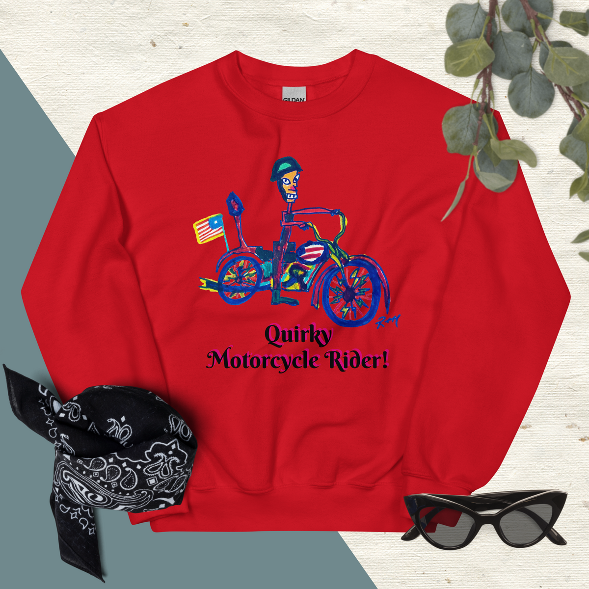 Quirky Motorcycle Rider! Unisex Sweatshirt