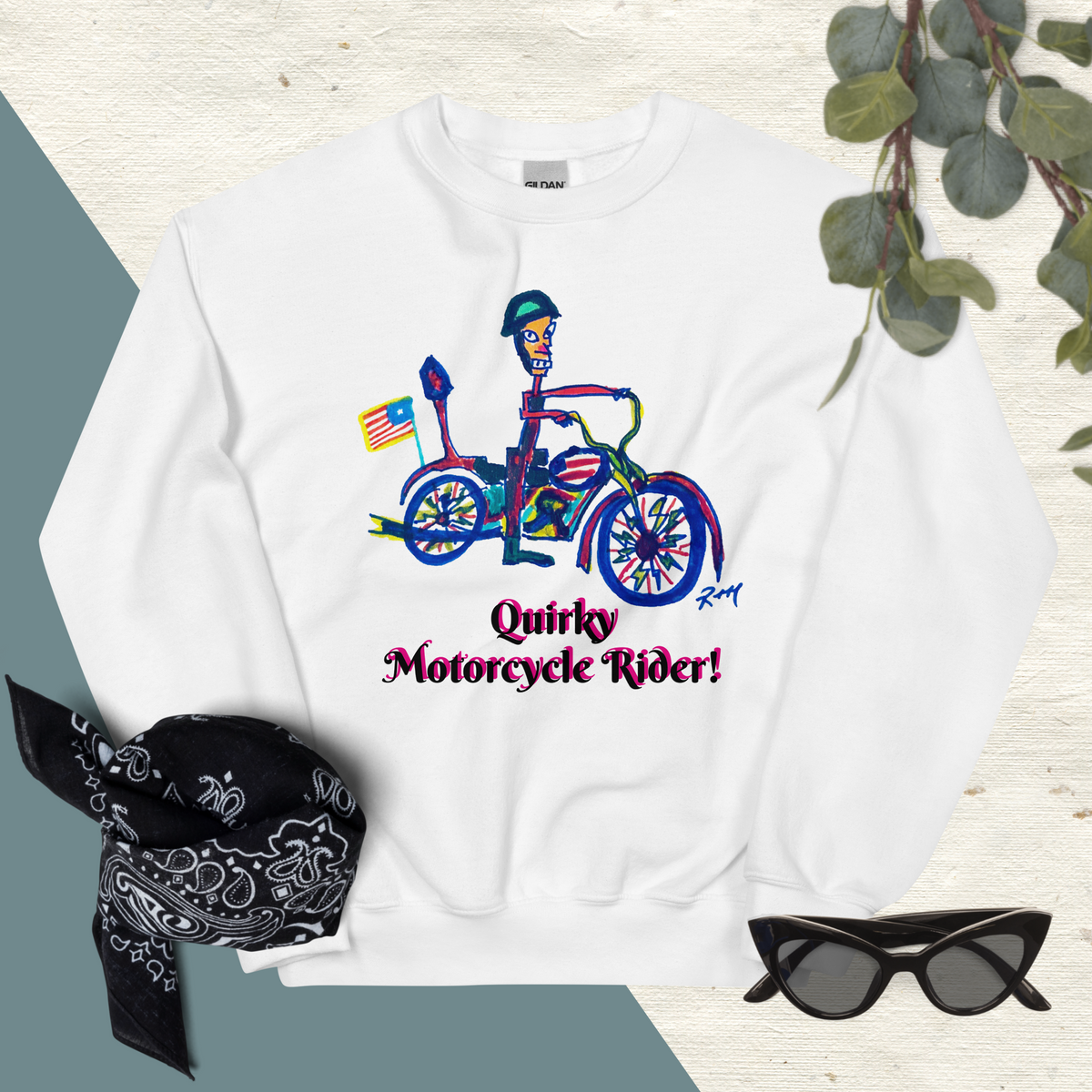 Quirky Motorcycle Rider! Unisex Sweatshirt