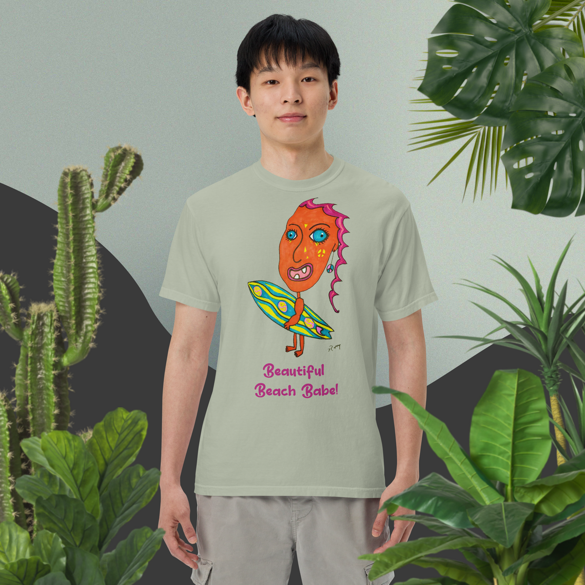 Beautiful Beach Babe! Unisex Heavyweight T Shirt-Light Colors