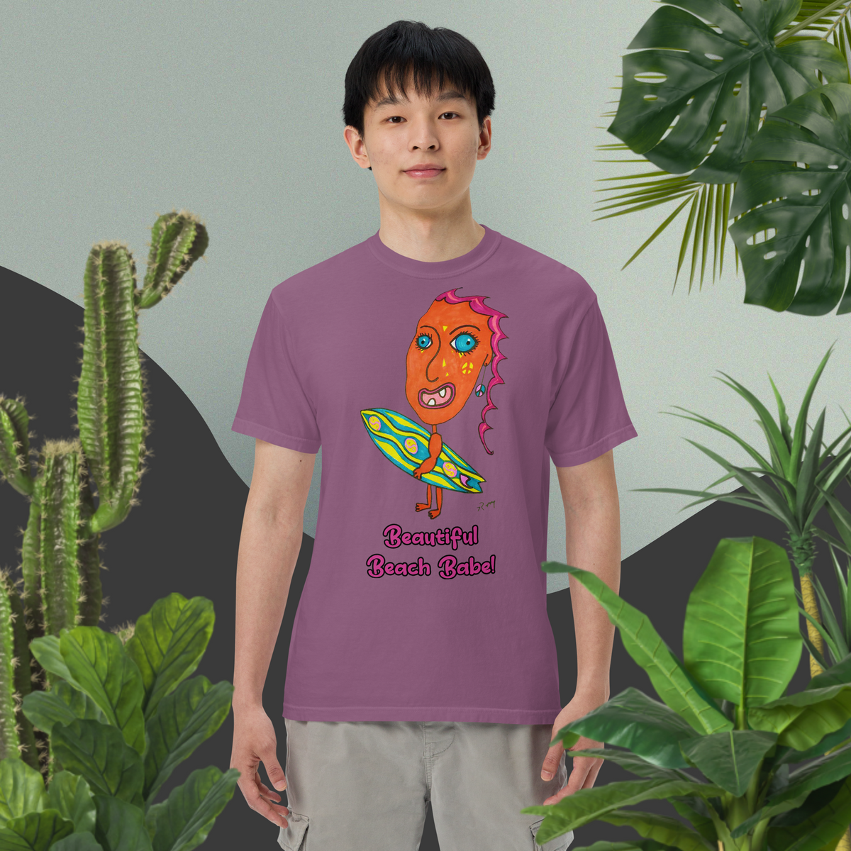 Beautiful Beach Babe! Unisex Heavyweight T-Shirt-Dark Colors