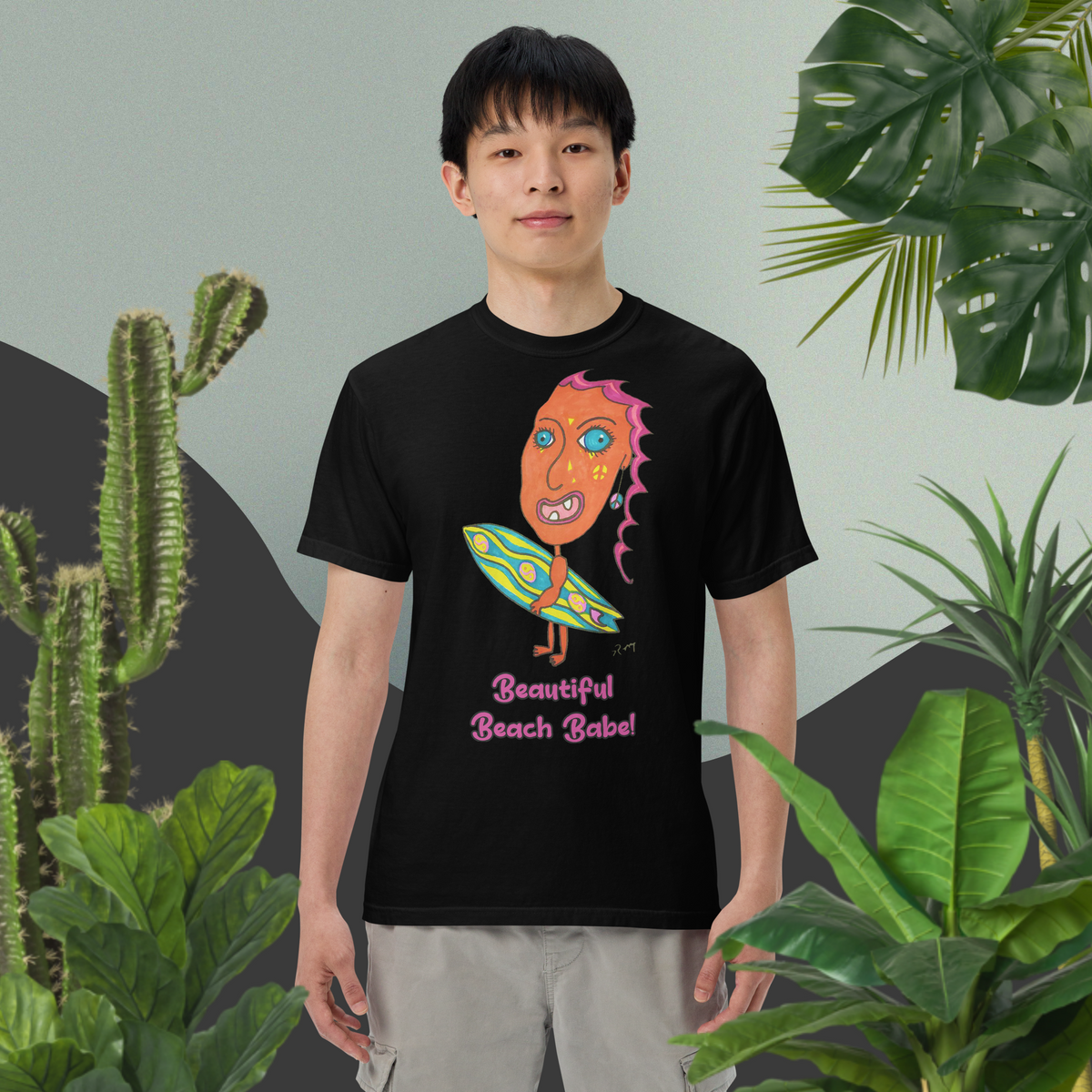 Beautiful Beach Babe! Unisex Heavyweight T-Shirt-Dark Colors