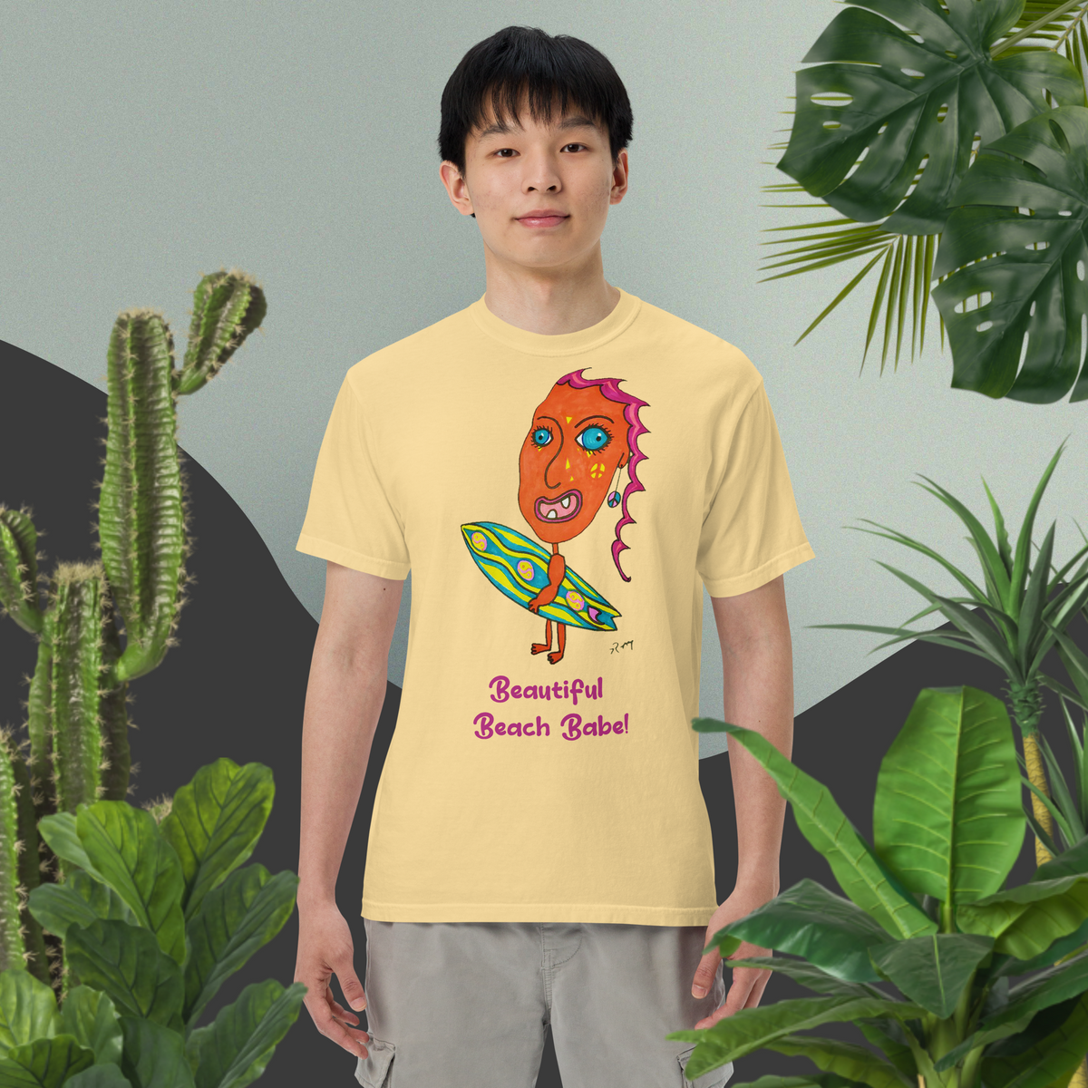 Beautiful Beach Babe! Unisex Heavyweight T Shirt-Light Colors