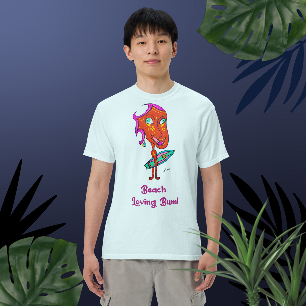 Beach Loving Bum! Unisex Heavyweight T Shirt - Light Colors