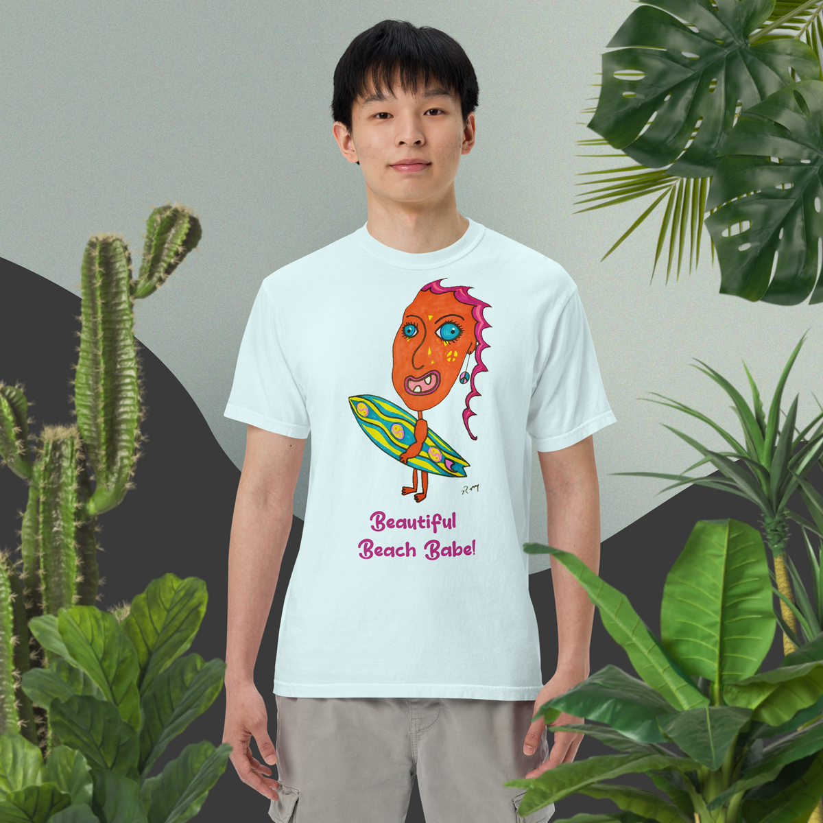 Beautiful Beach Babe! Unisex Heavyweight T Shirt-Light Colors