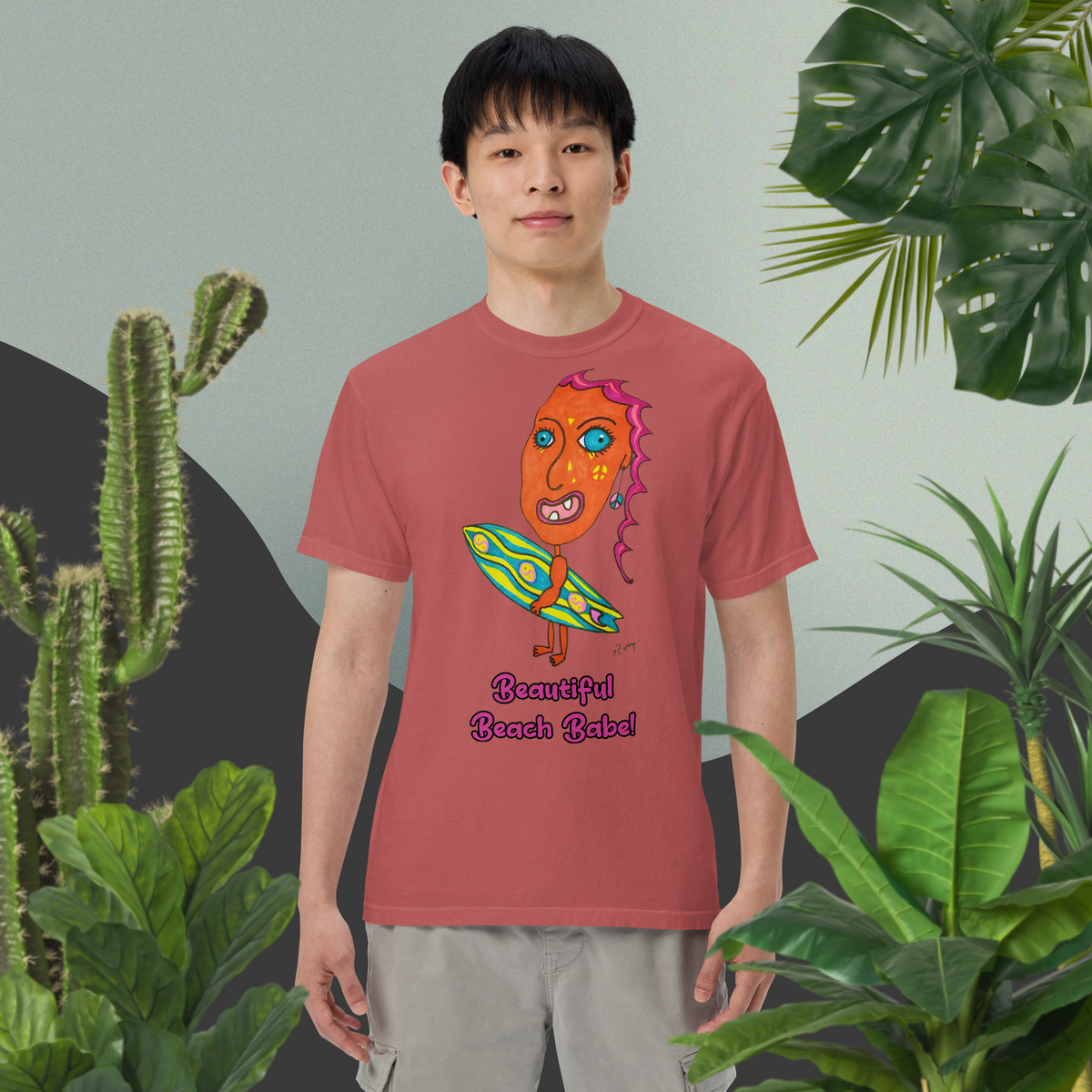 Beautiful Beach Babe! Unisex Heavyweight T-Shirt-Dark Colors