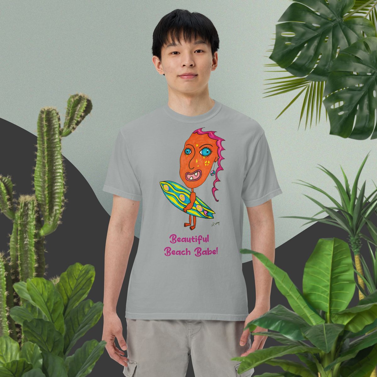 Beautiful Beach Babe! Unisex Heavyweight T Shirt-Light Colors