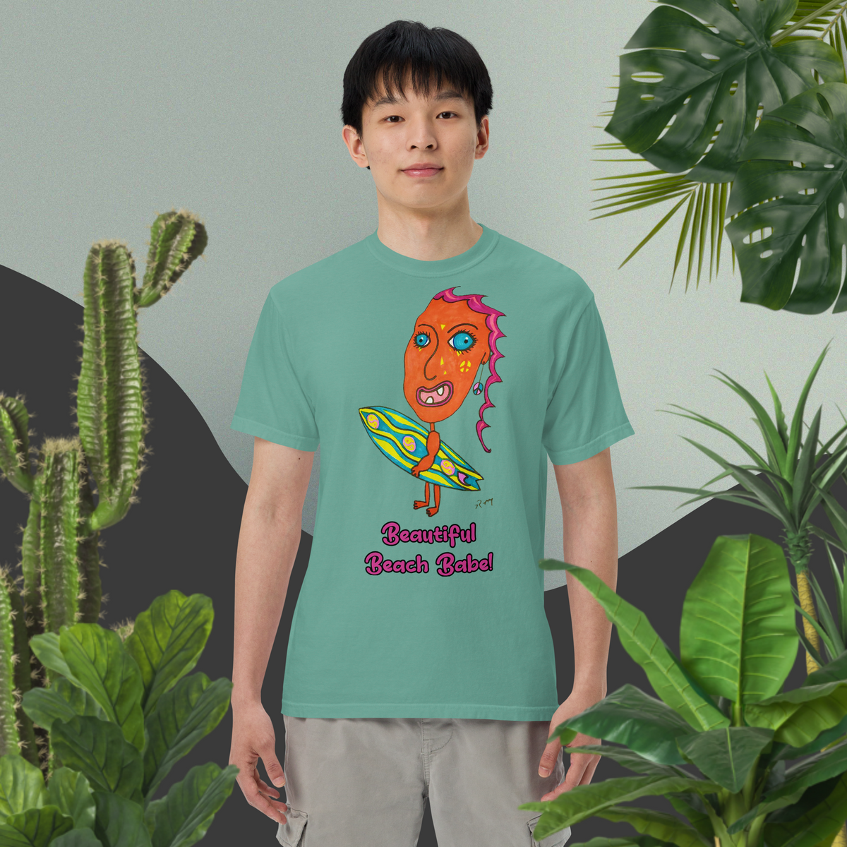 Beautiful Beach Babe! Unisex Heavyweight T-Shirt-Dark Colors