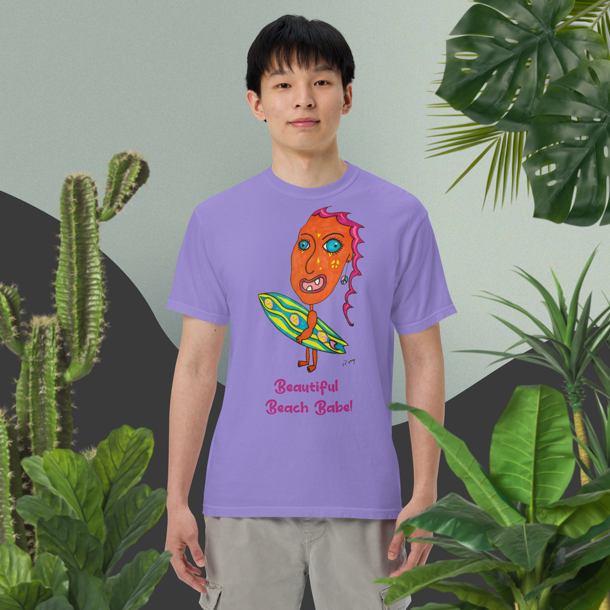 Beautiful Beach Babe! Unisex Heavyweight T Shirt-Light Colors