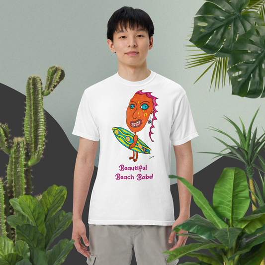 Beautiful Beach Babe! Unisex Heavyweight T Shirt-Light Colors