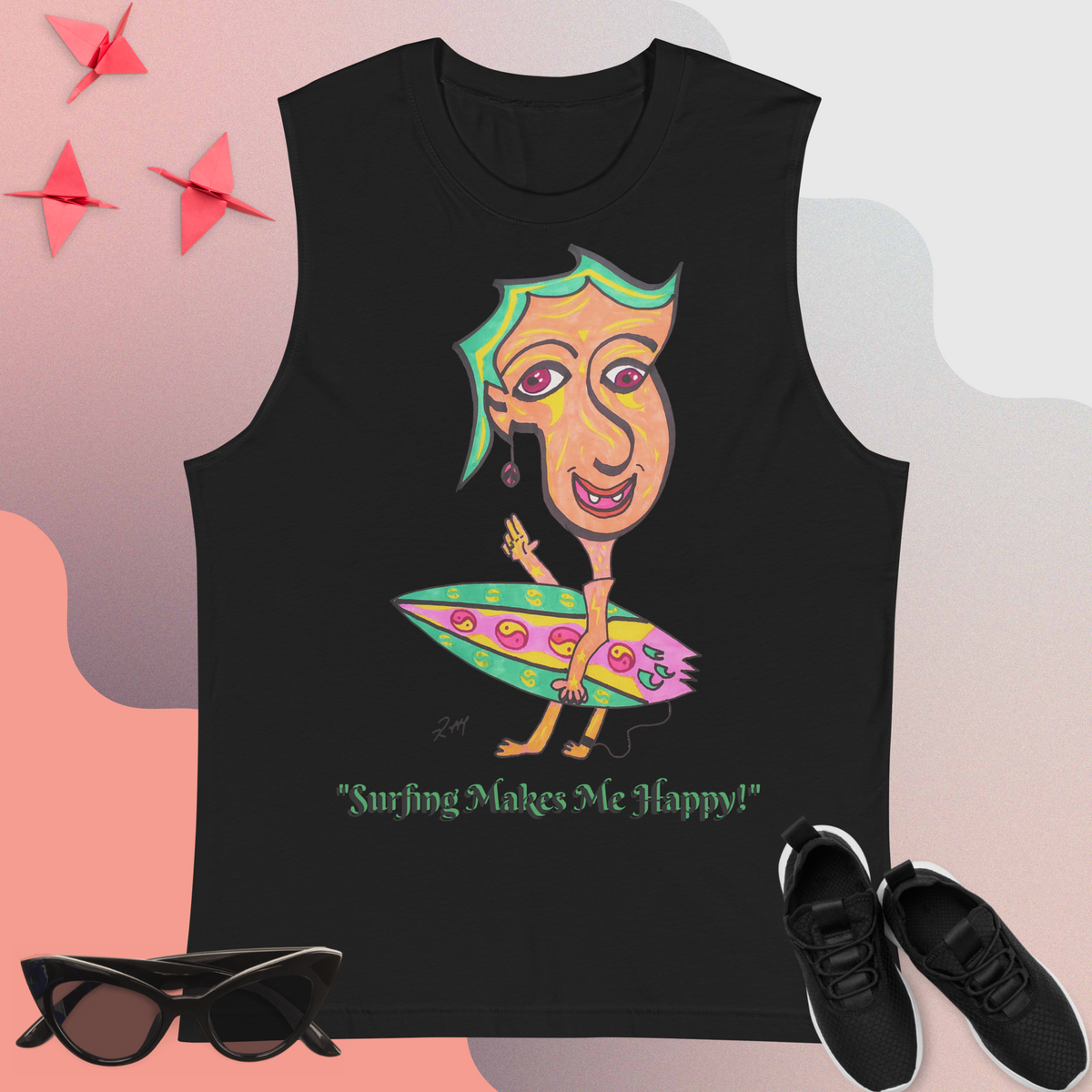 Happy Surfer! Unisex Muscle Shirt