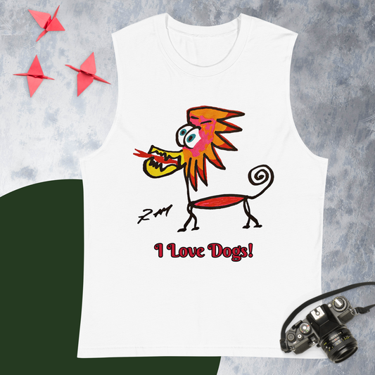 Feather Head  Dog! Unisex Muscle Shirt
