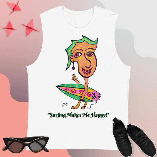 Happy Surfer! Unisex Muscle Shirt