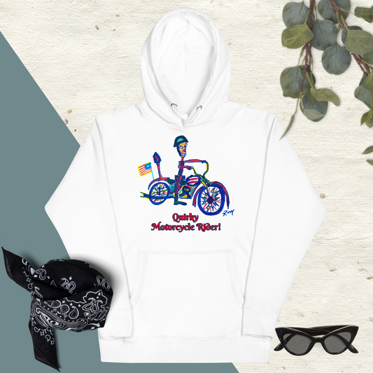 Quirky Motorcycle Rider! Unisex Hoodie