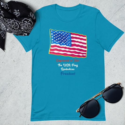 USA Flag Symbolizes Freedom! Unisex T-Shirt Medium Colors