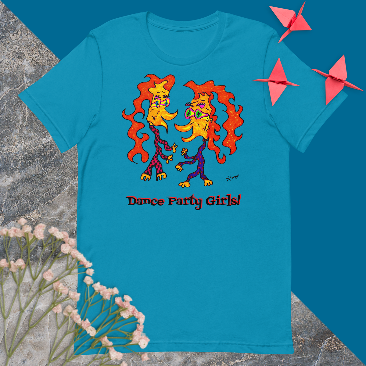 Dance Party Girls! Unisex T-Shirt-Blue Green Colors+