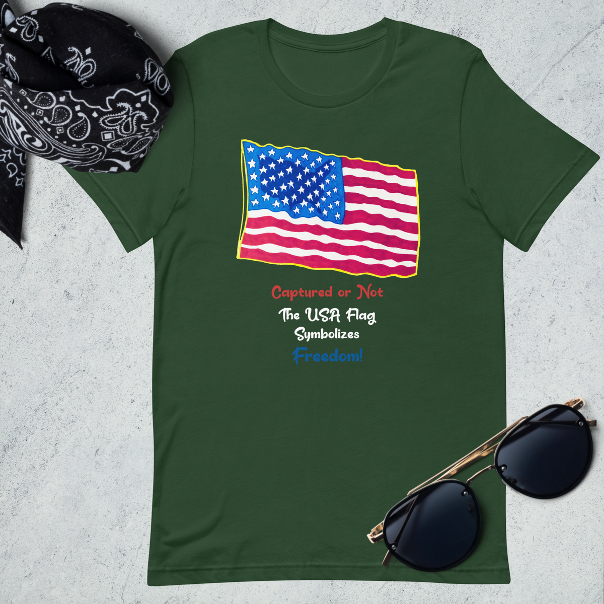 USA Flag Symbolizes Freedom! Unisex T-Shirt Dark Colors