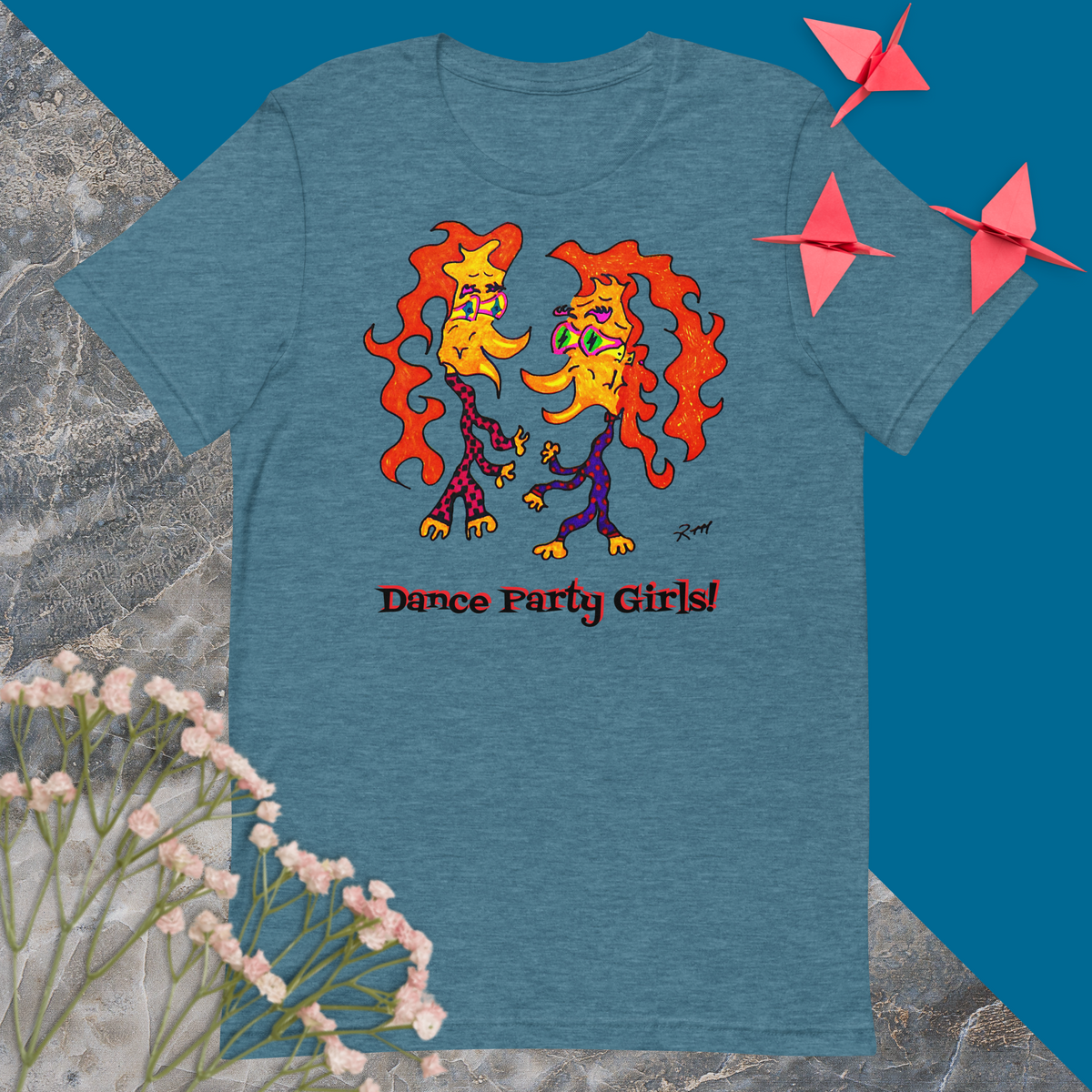 Dance Party Girls! Unisex T-Shirt-Blue Green Colors+