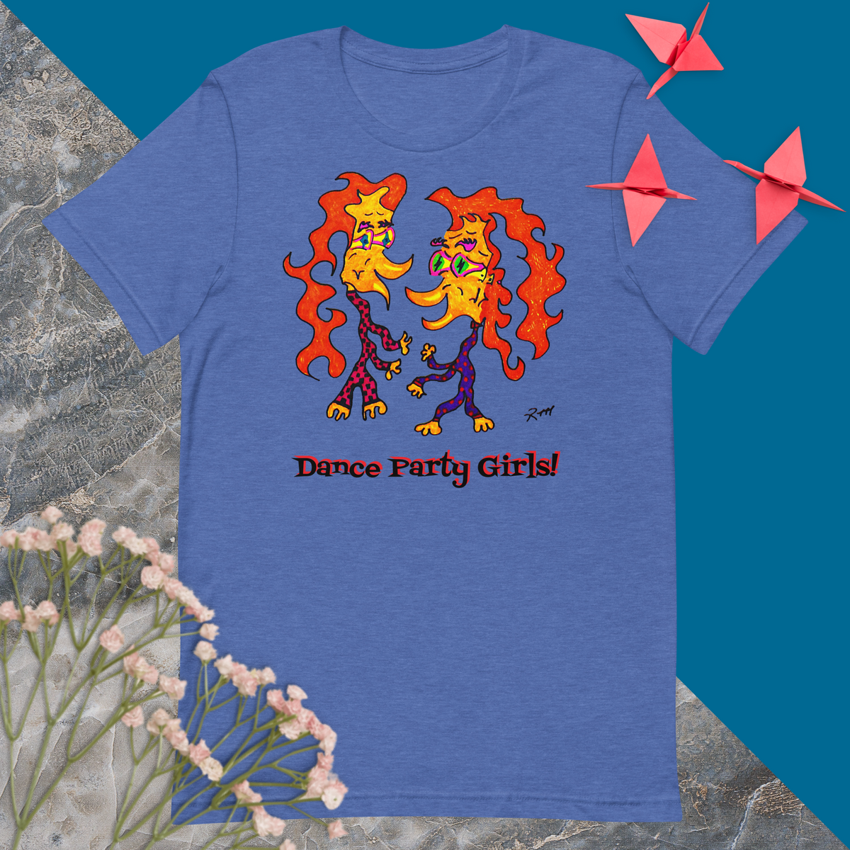Dance Party Girls! Unisex T-Shirt-Blue Green Colors+