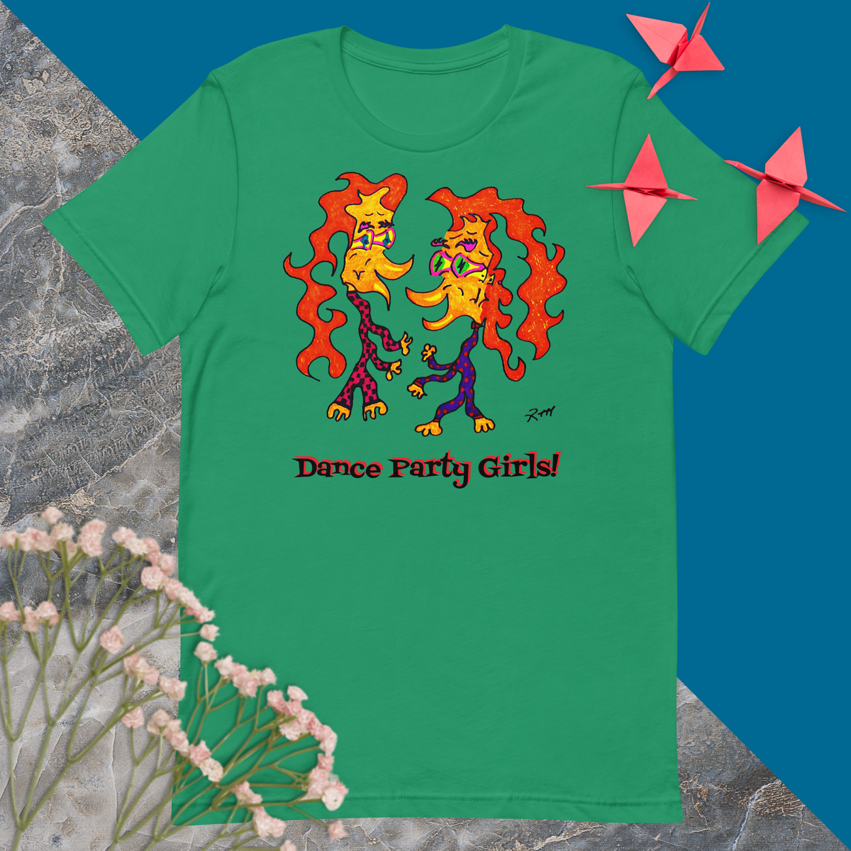 Dance Party Girls! Unisex T-Shirt-Blue Green Colors+