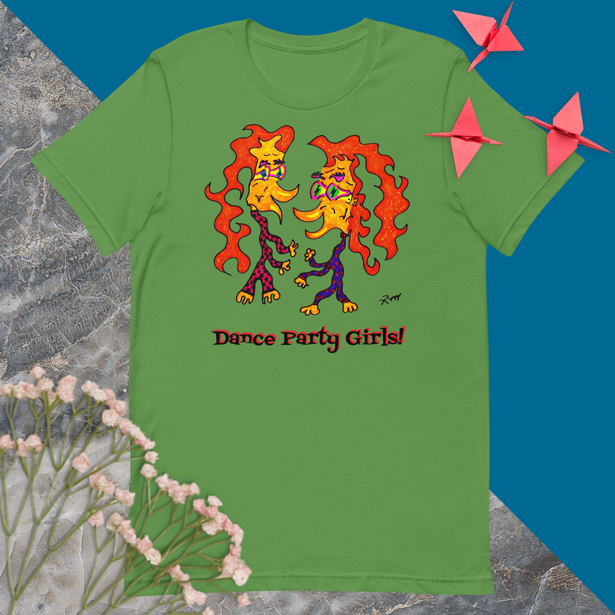 Dance Party Girls! Unisex T-Shirt-Blue Green Colors+