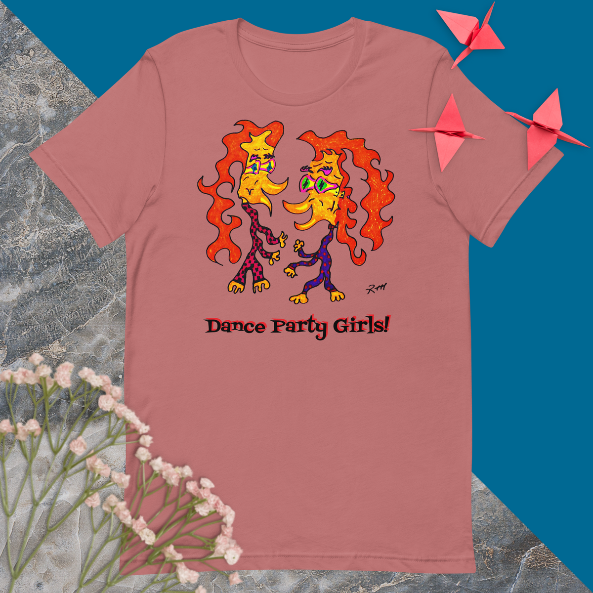 Dance Party Girls! Unisex T-Shirt-Blue Green Colors+