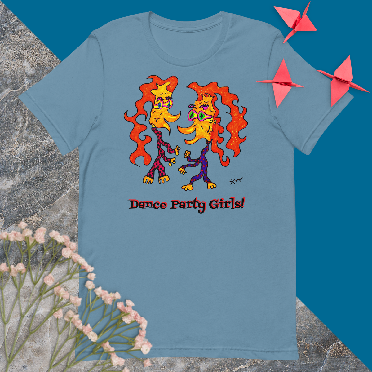 Dance Party Girls! Unisex T-Shirt-Blue Green Colors+