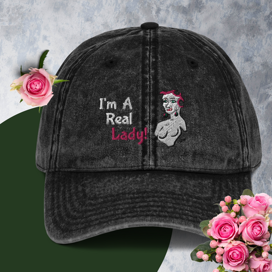I'm A Real Lady! Vintage Cotton Twill Cap