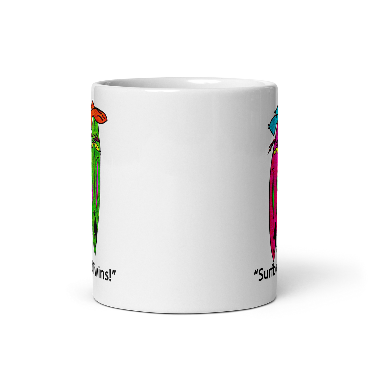 Surfboard Twins! White Glossy Mug