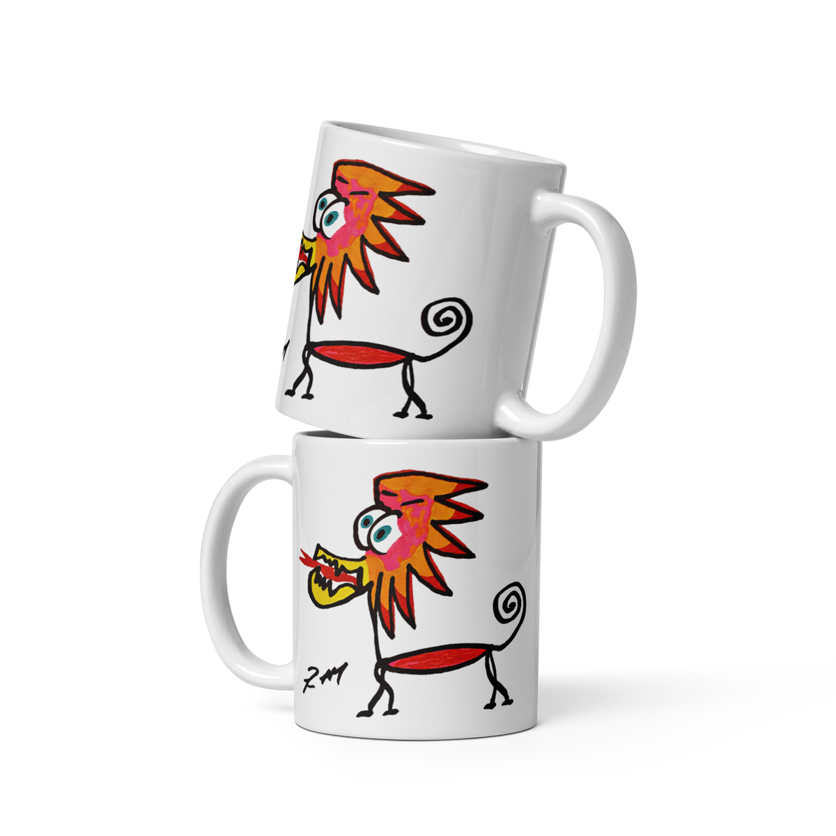 Feather Head Dog! White Glossy Mug