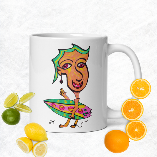 Happy Surfer! White Glossy Mug