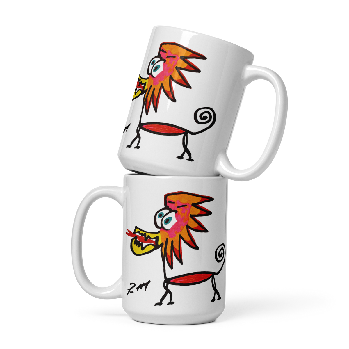 Feather Head Dog! White Glossy Mug